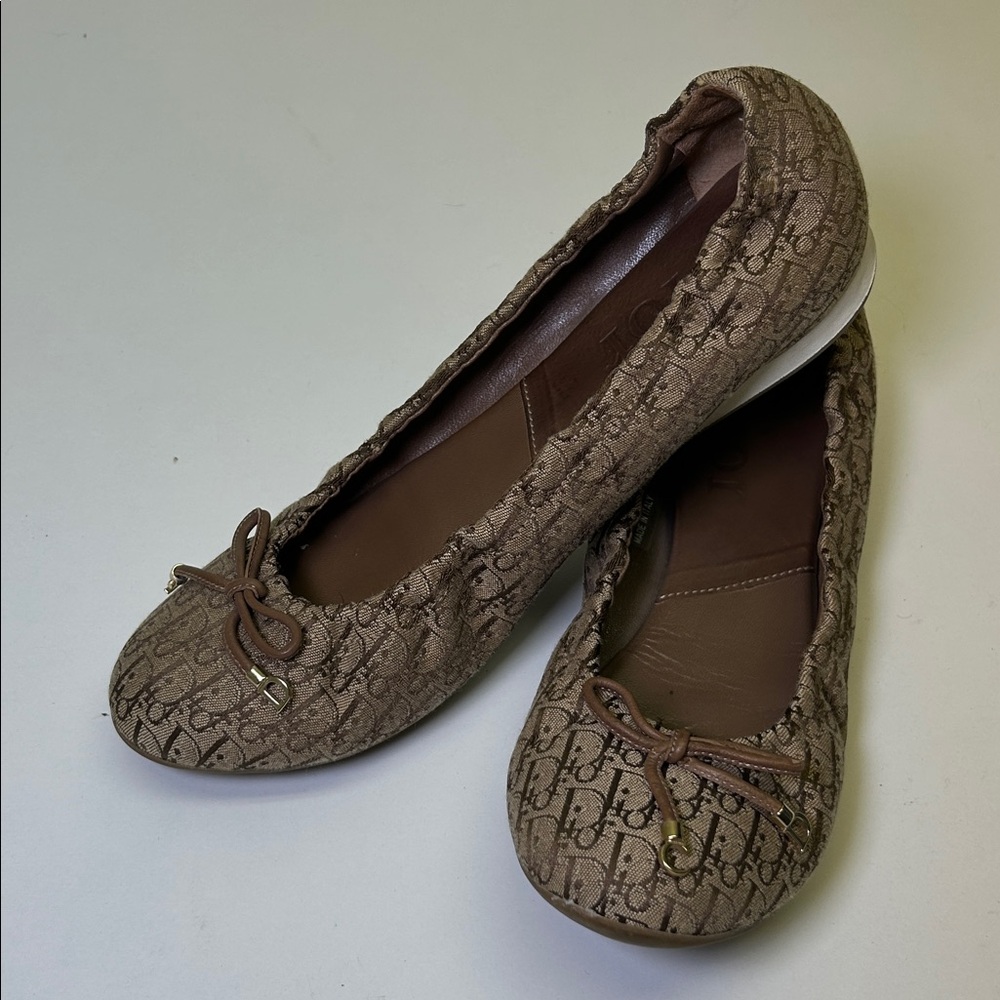 Dior Brown Monogram Ballet Flats